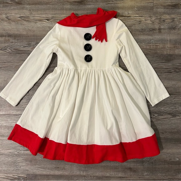 Festive Kids Snowman Dress with Red Trim - Picture 1 of 4